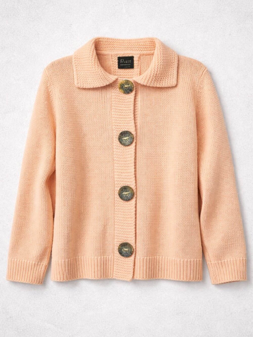 Pure Handknit Women's  Pink Button Front Collared Sweater Size S/M